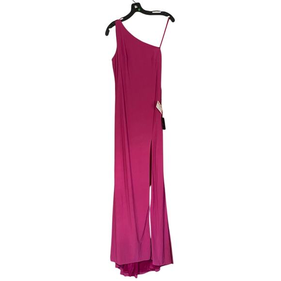 Mac Duggal NEW Size 2 Candy Pink Jersey One Shoulder Draped Back Gown NWT 26512 - Picture 4 of 9